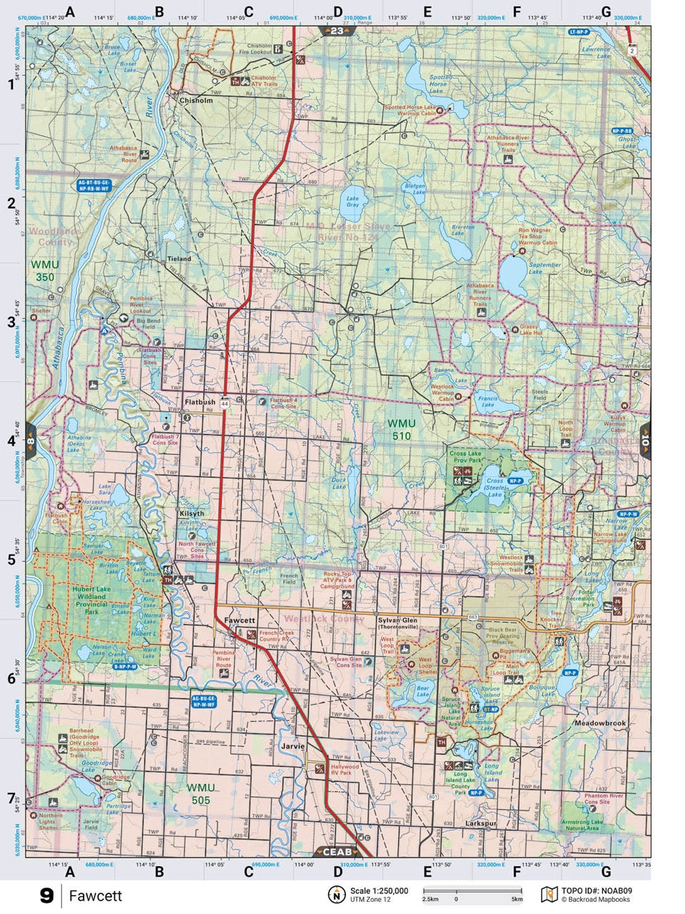 NOAB9 Wall Map - Fawcett - Backroad Maps