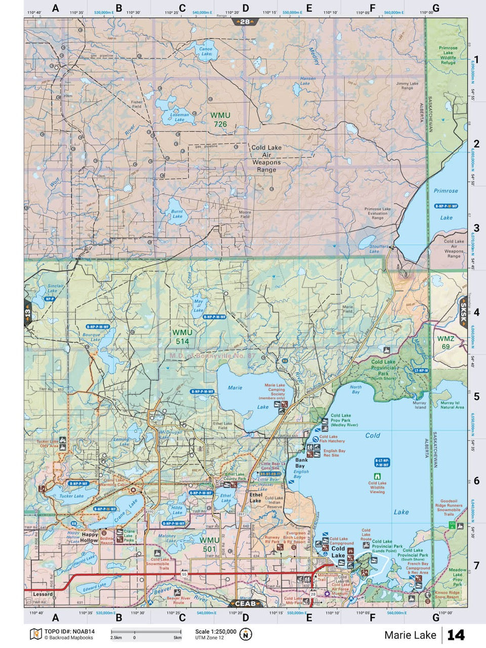 NOAB14 Wall Map - Marie Lake - Backroad Maps