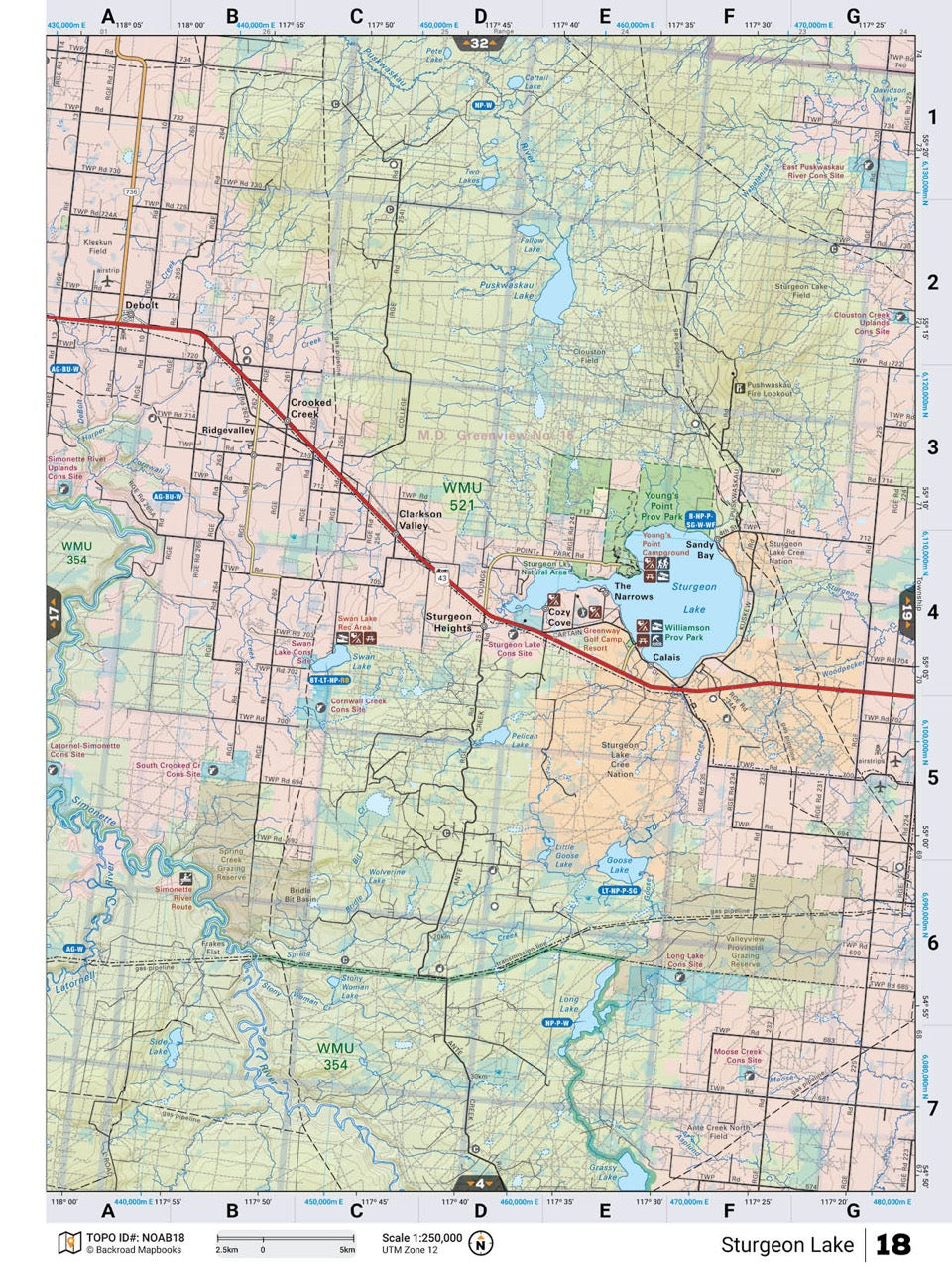 NOAB18 Wall Map - Sturgeon Lake - Backroad Maps