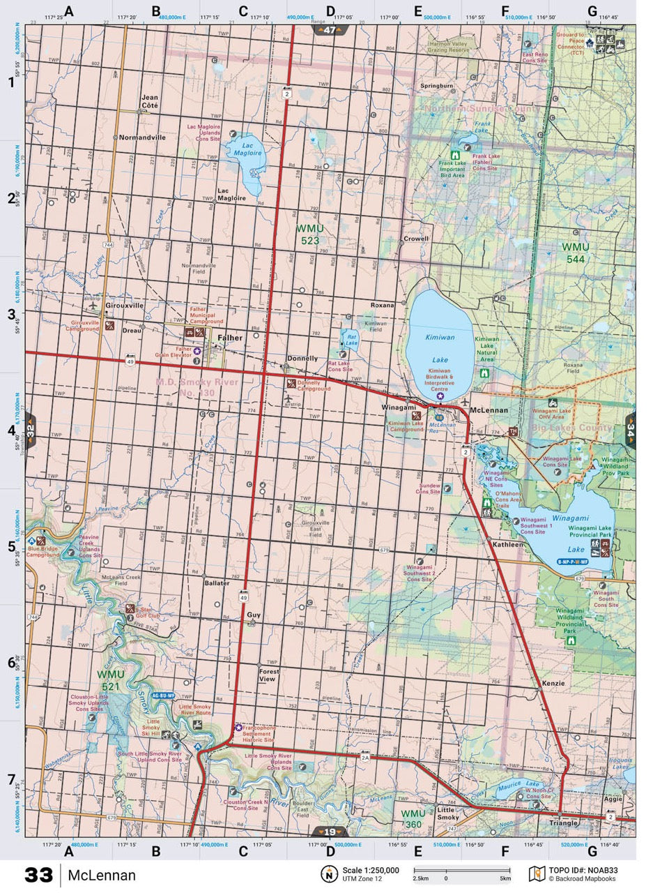 NOAB33 Wall Map - McLennan - Backroad Maps