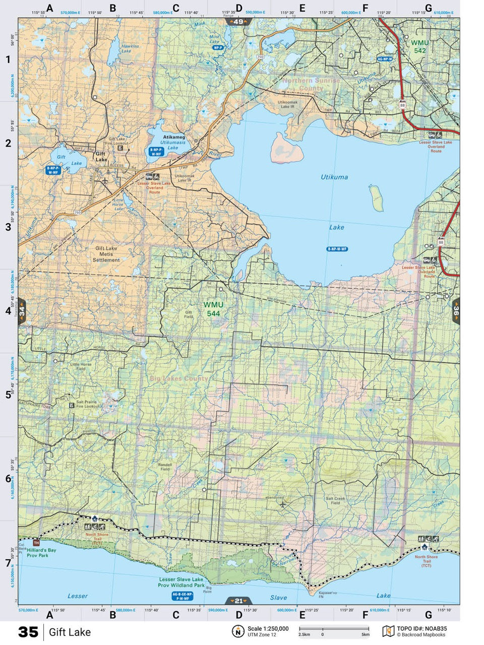 NOAB35 Wall Map - Gift Lake - Backroad Maps