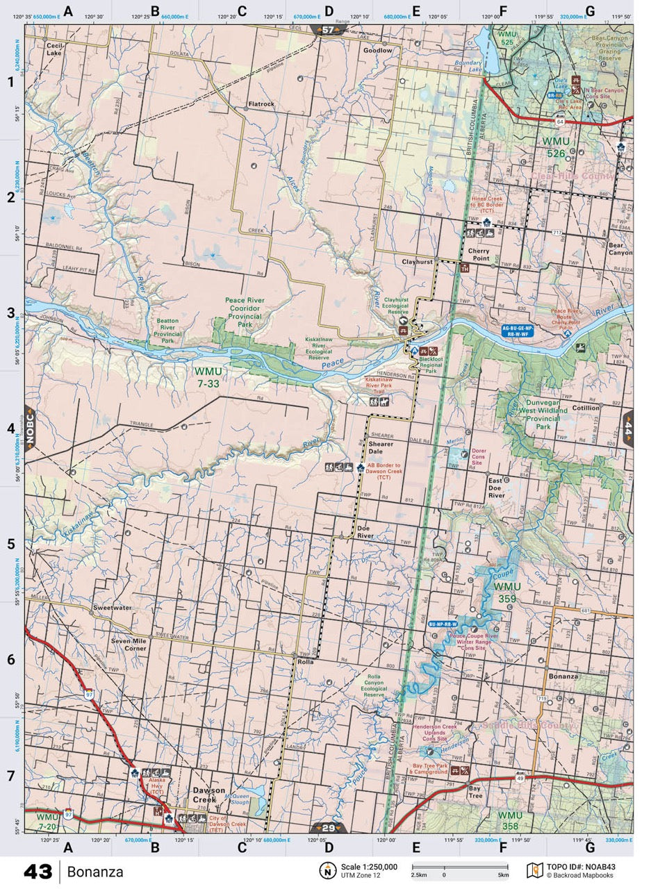 NOAB43 Wall Map - Bonanza - Backroad Maps