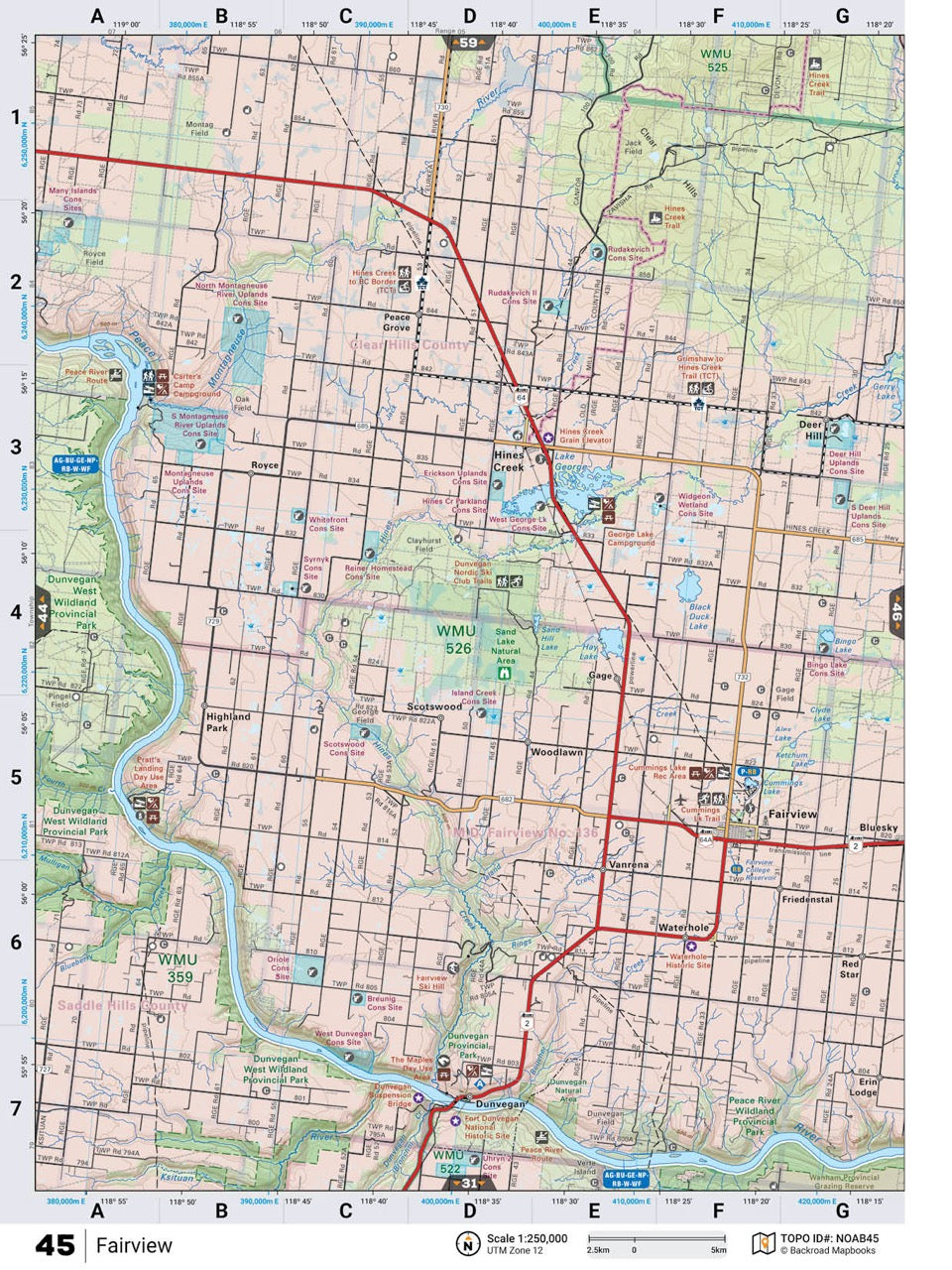 NOAB45 Wall Map - Fairview - Backroad Maps