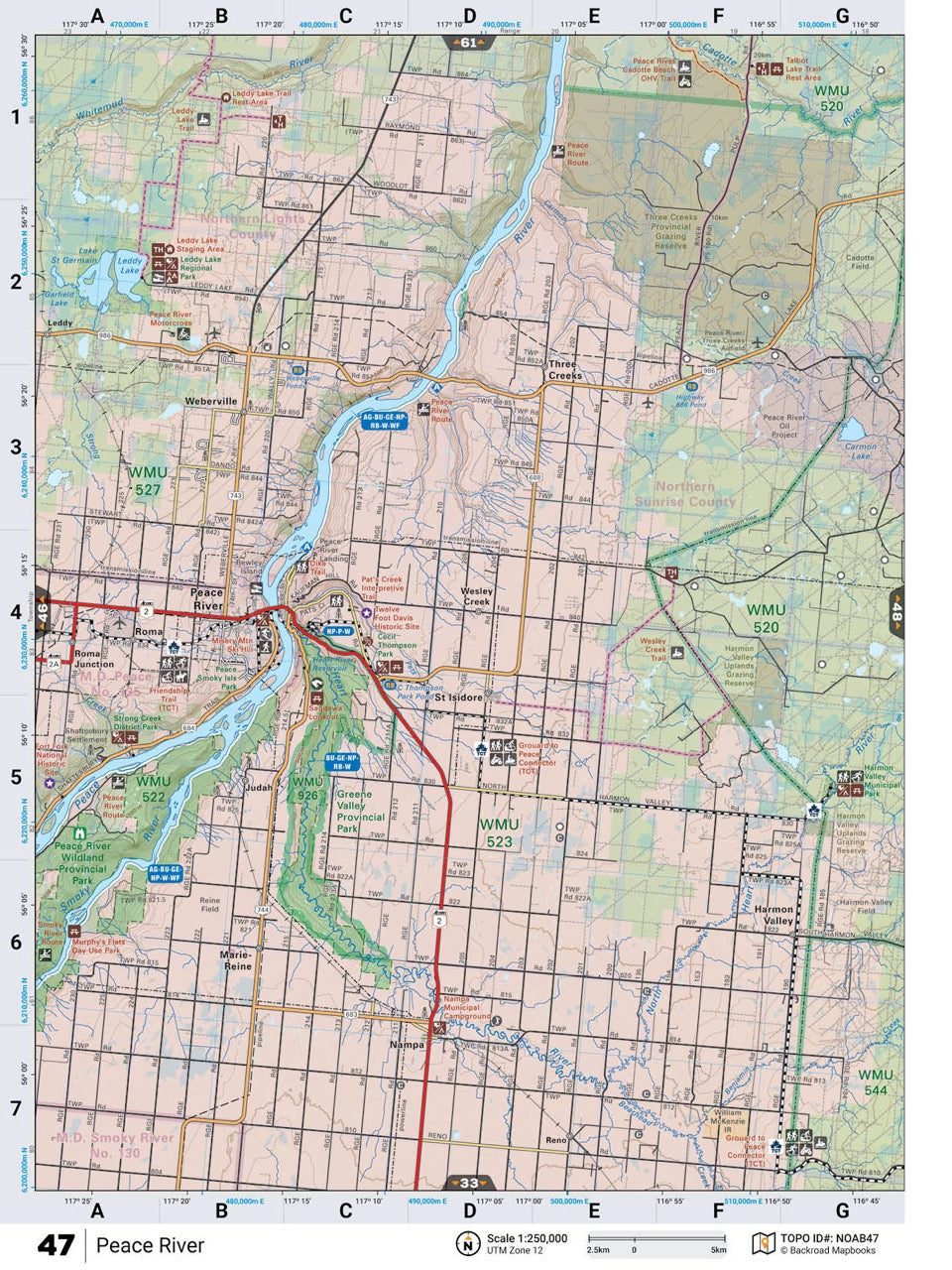 NOAB47 Wall Map - Peace River - Backroad Maps