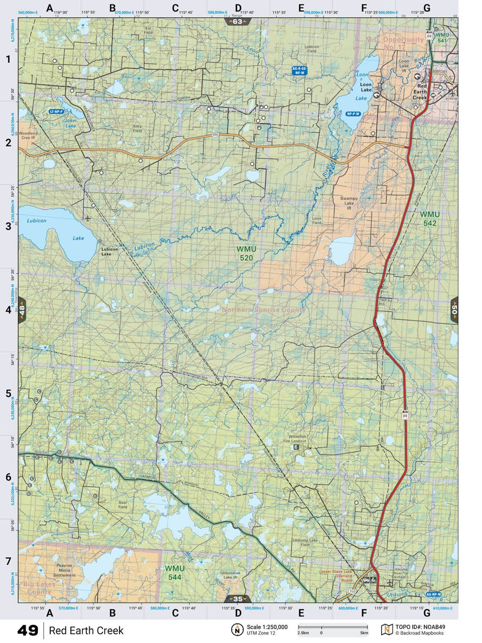 NOAB49 Wall Map - Red Earth Creek - Backroad Maps