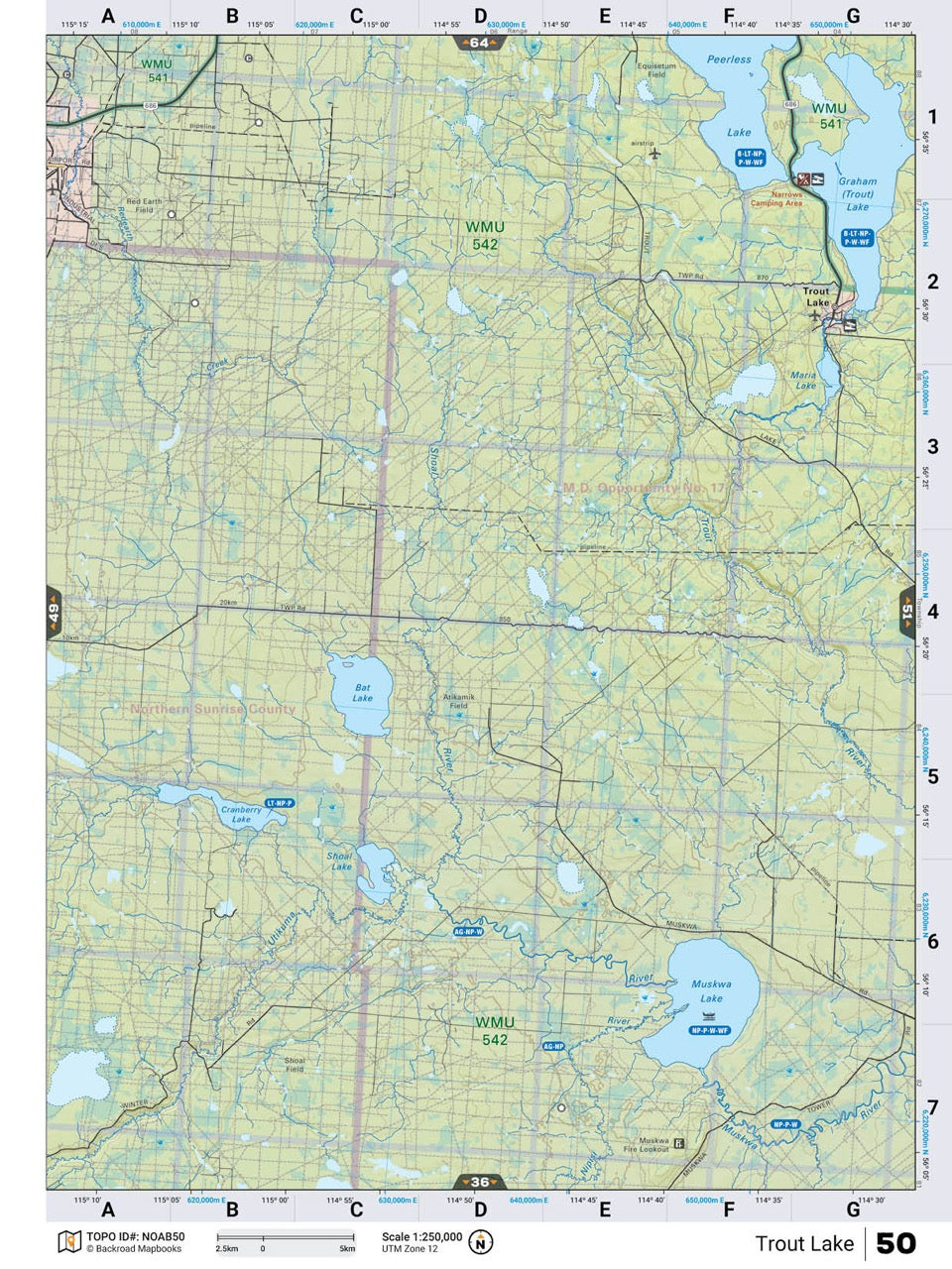 NOAB50 Wall Map - Trout Lake - Backroad Maps