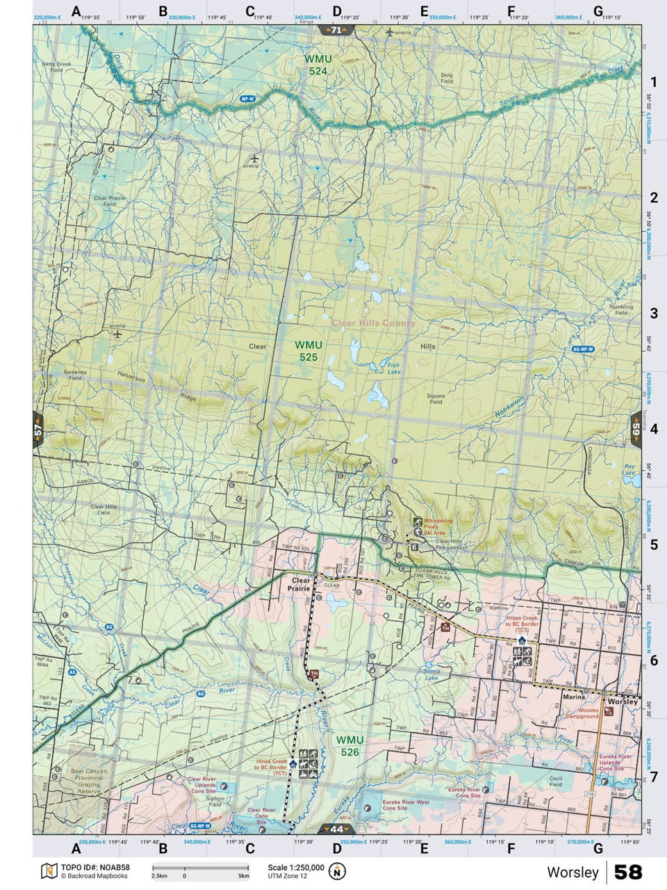 NOAB58 Wall Map - Worsley - Backroad Maps