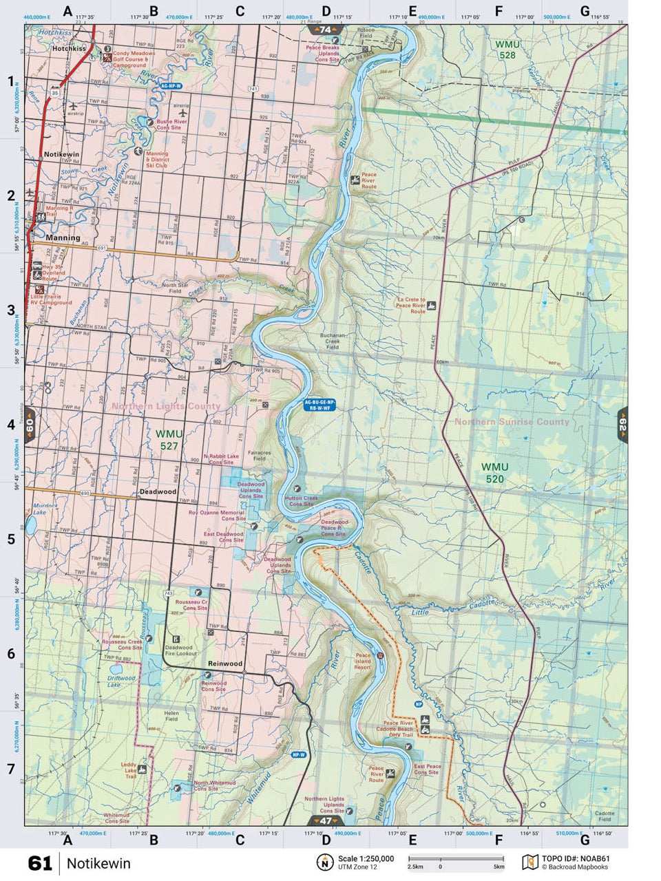 NOAB61 Wall Map - Notikewin - Backroad Maps
