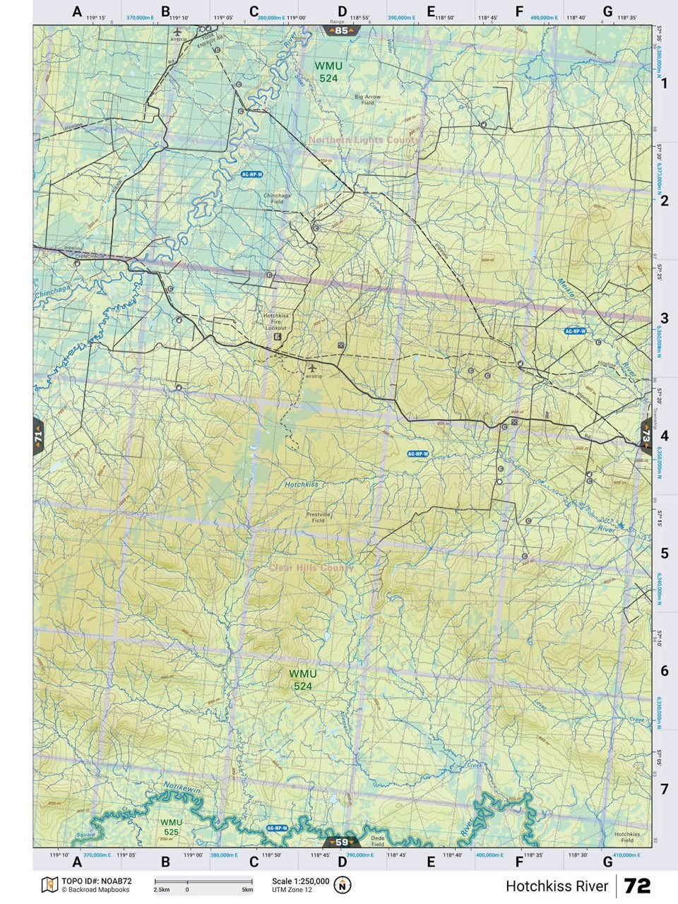 NOAB72 Wall Map - Hotchkiss River - Backroad Maps