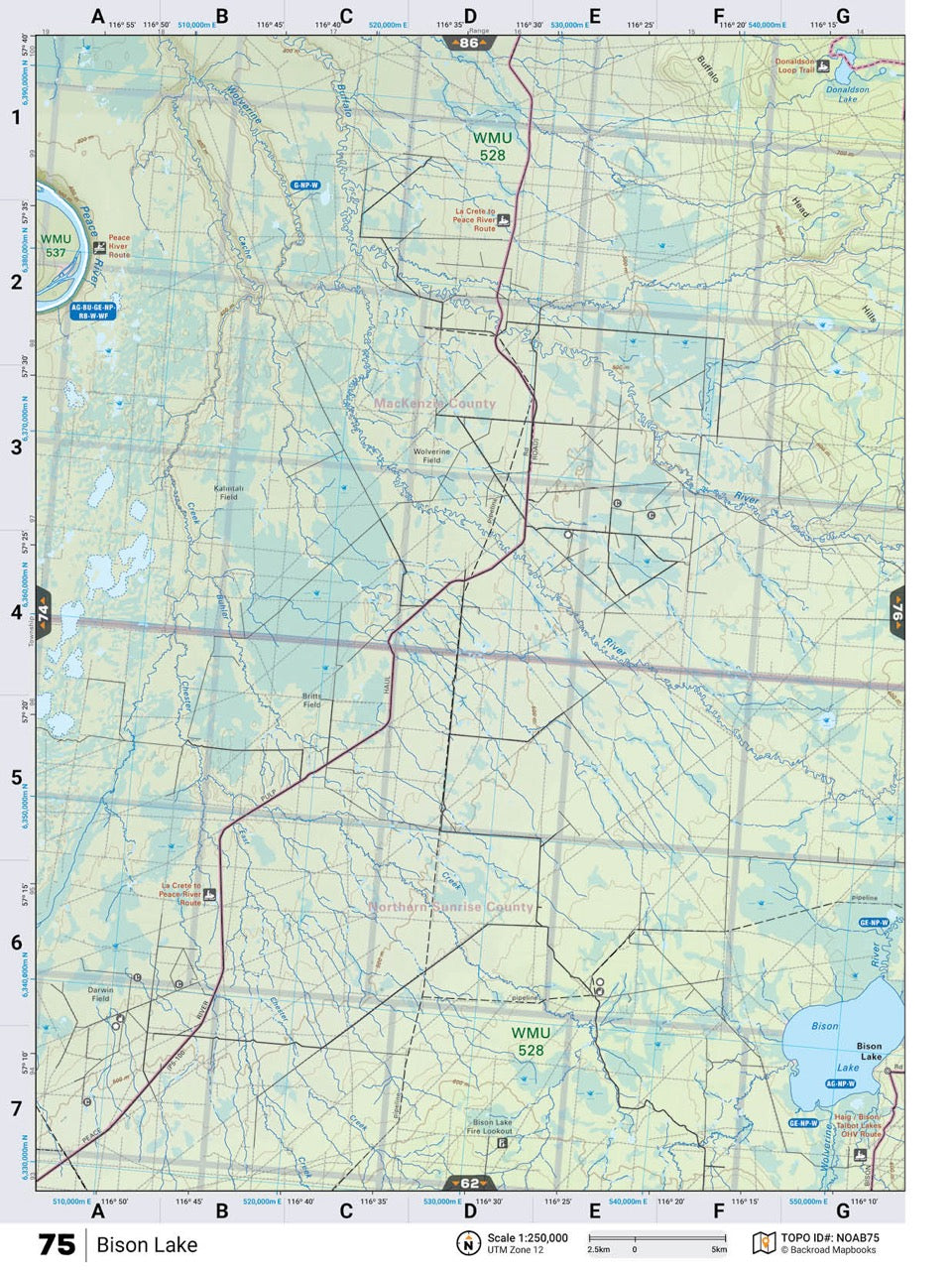 NOAB75 Wall Map - Bison Lake - Backroad Maps