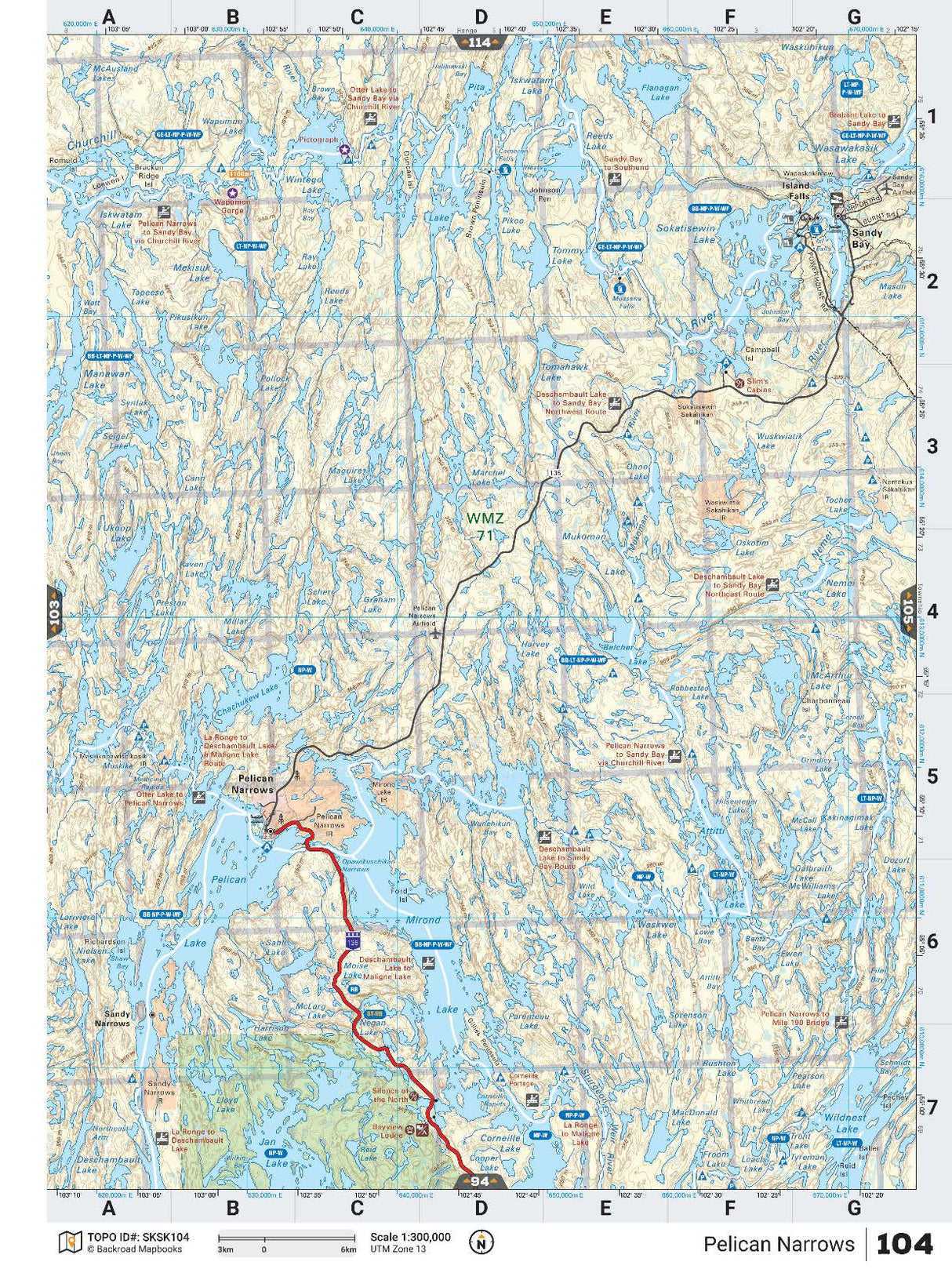 SKSK104 Wall Map - Pelican Narrows - Backroad Maps