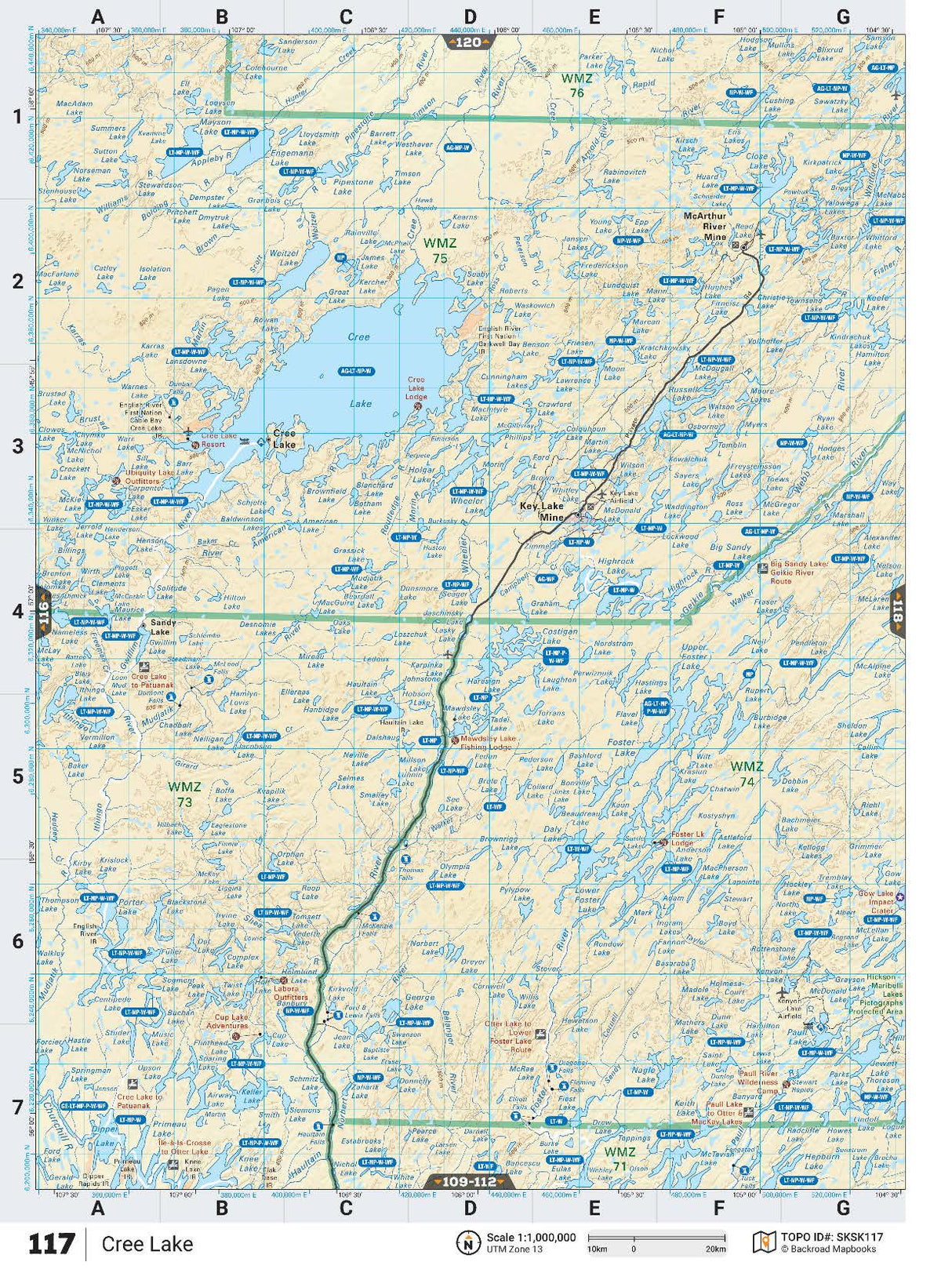 SKSK117 Wall Map - Cree Lake - Backroad Maps