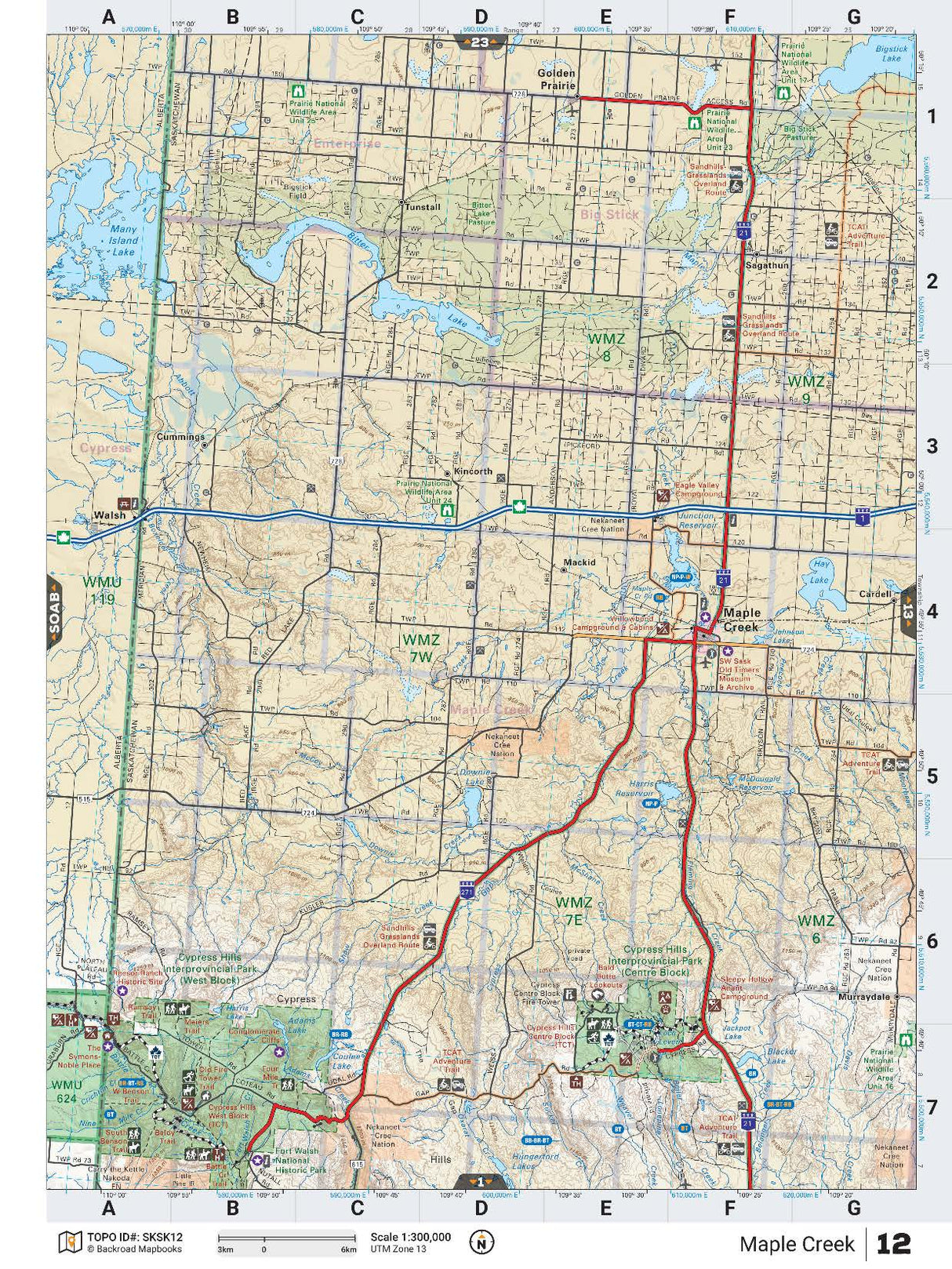SKSK12 Wall Map - Maple Creek - Backroad Maps