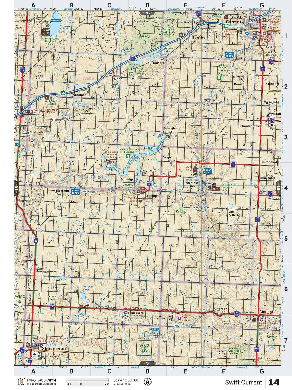 SKSK14 Wall Map - Swift Current - Backroad Maps