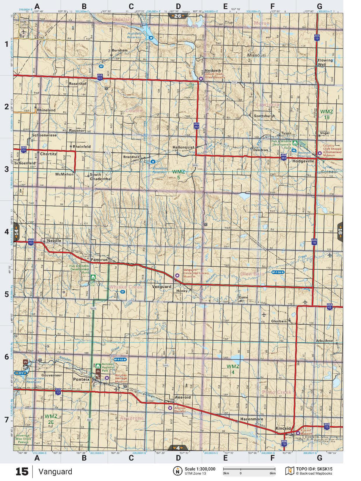 SKSK15 Wall Map - Backroad Maps