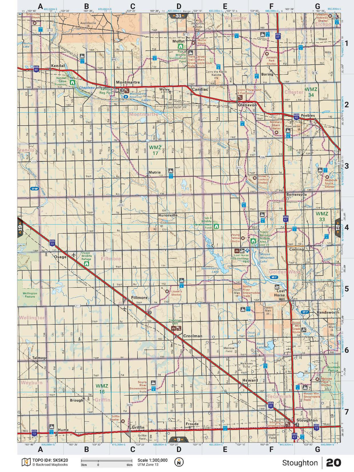 SKSK20 Wall Map - Stoughton - Backroad Maps