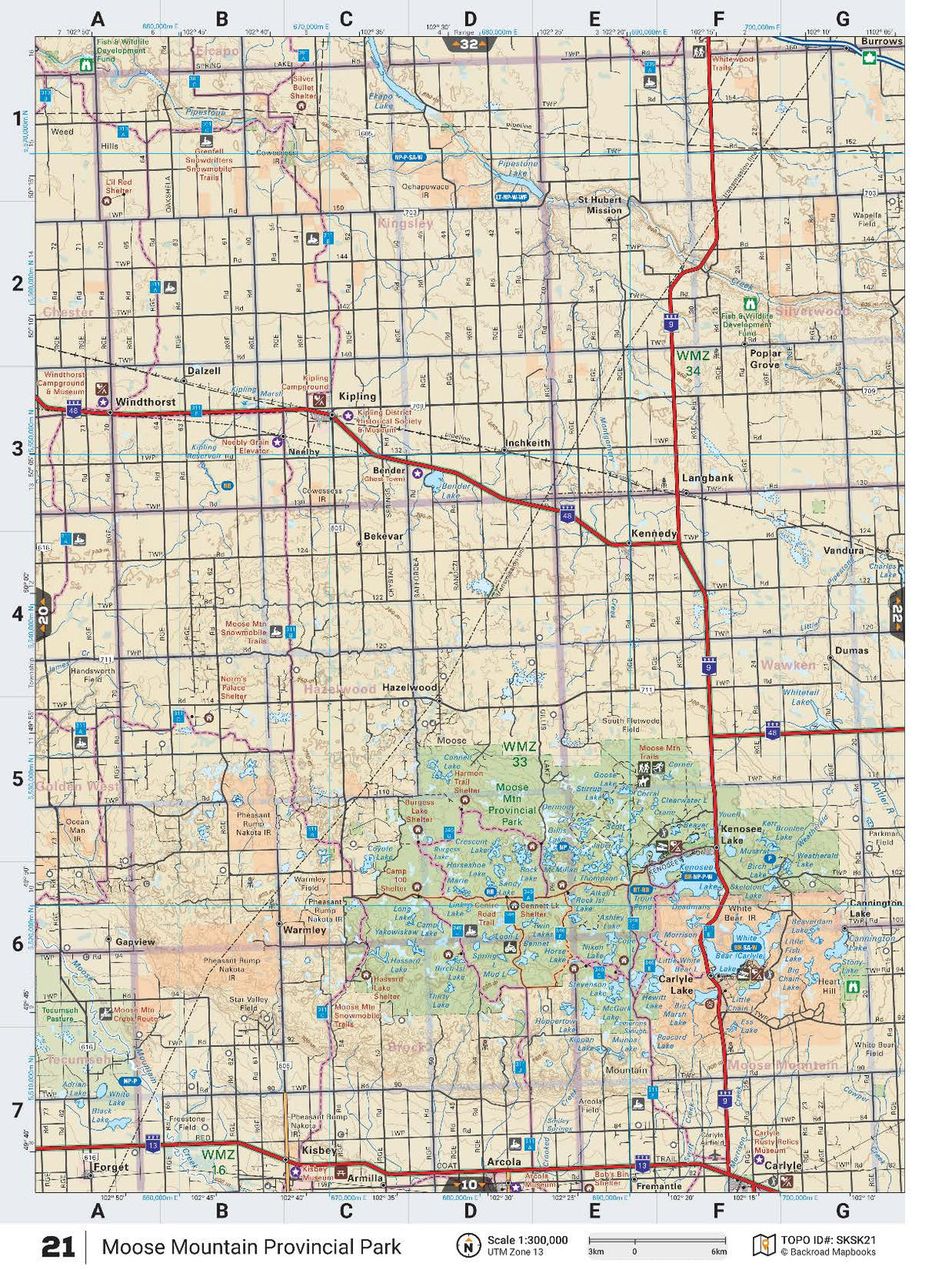 SKSK21 TOPO Map - Moose Mountain Provincial Park - Backroad Maps