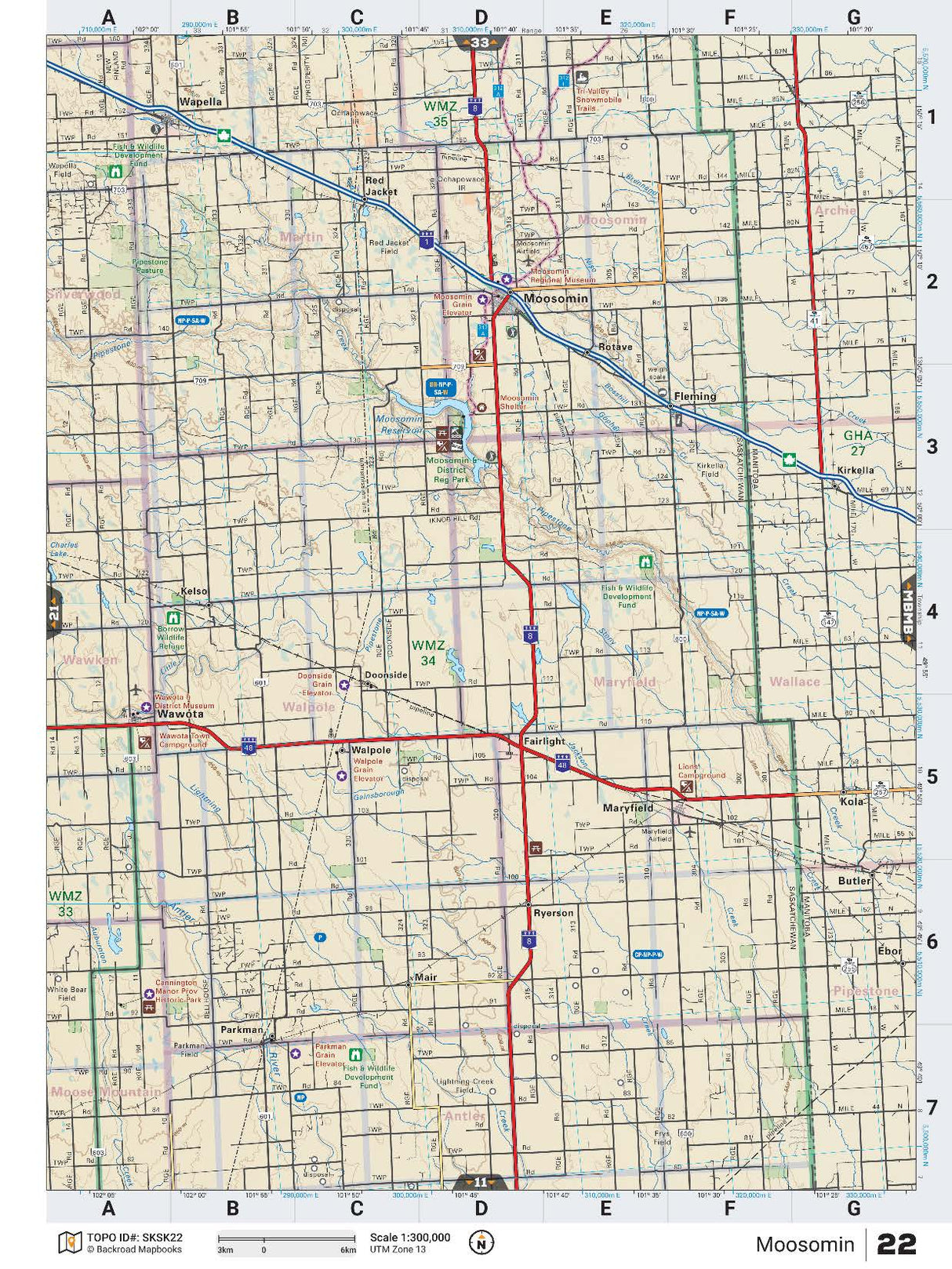 SKSK22 TOPO Map - Moosomin - Backroad Maps