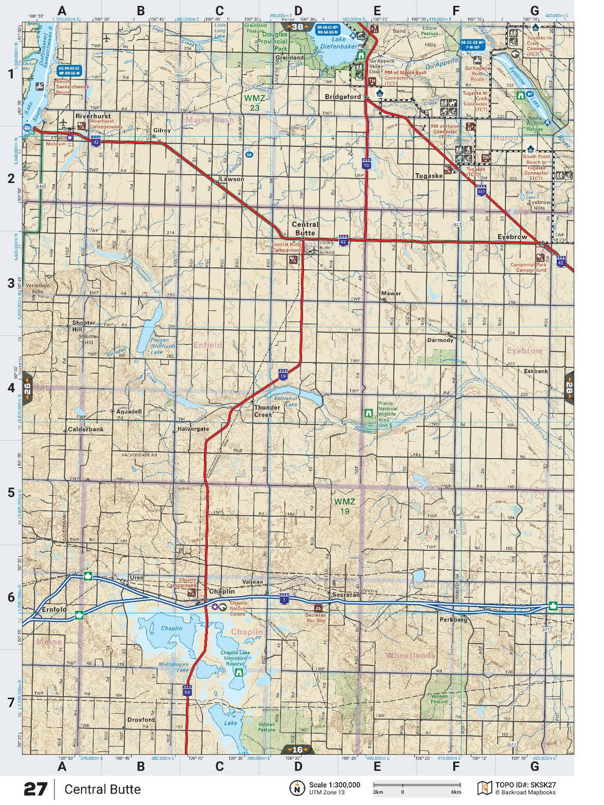 SKSK27 Wall Map - Central Butte - Backroad Maps
