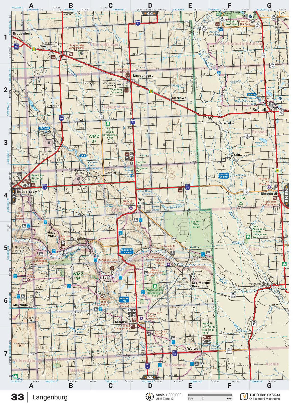 SKSK33 TOPO Map - Langenburg - Backroad Maps