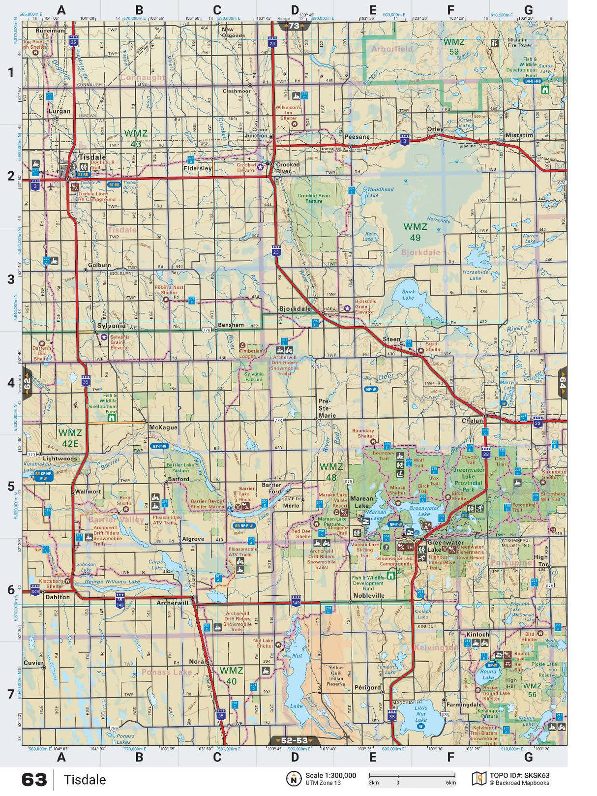 SKSK63 Wall Map - Tisdale - Backroad Maps