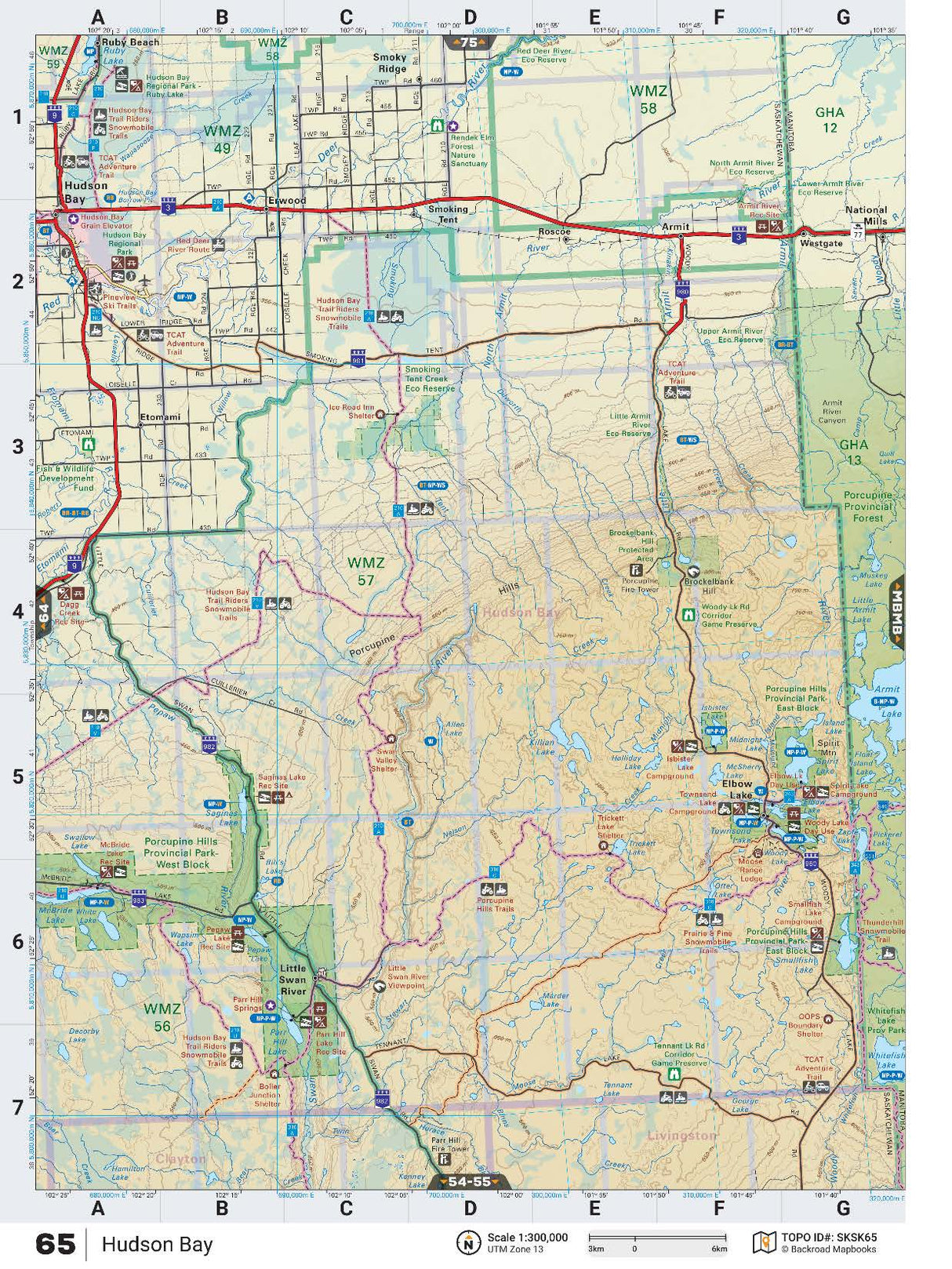SKSK65 TOPO Map - Hudson Bay - Backroad Maps