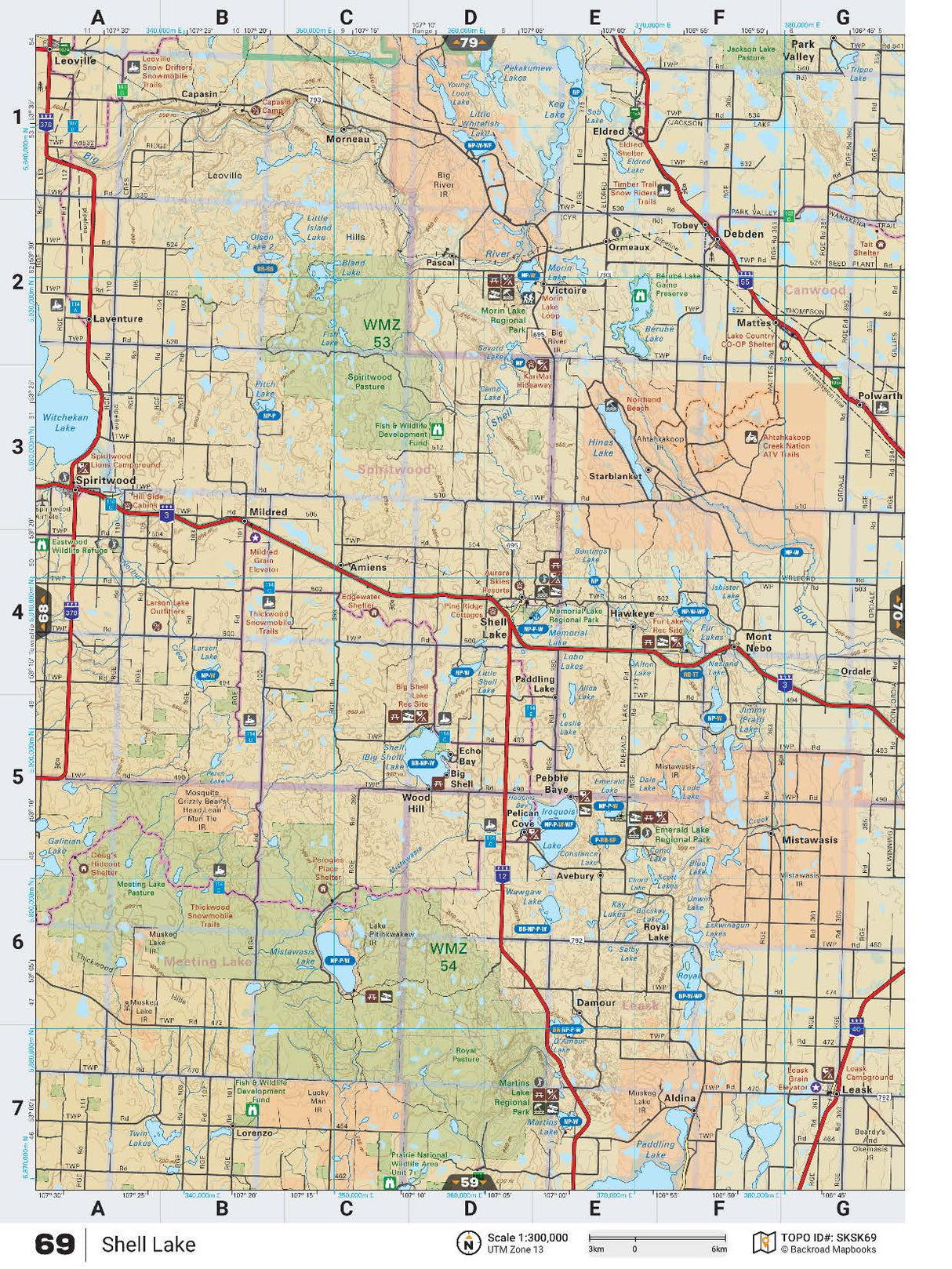 SKSK69 Wall Map - Shell Lake - Backroad Maps