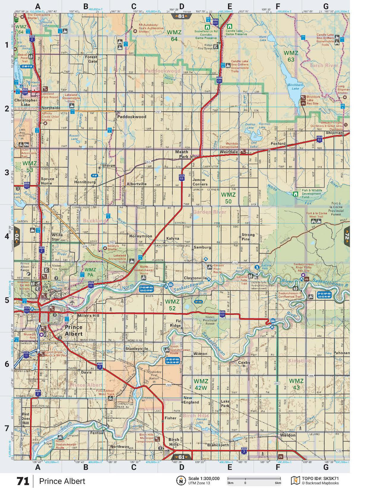 SKSK71 TOPO Map - Prince Albert - Backroad Maps