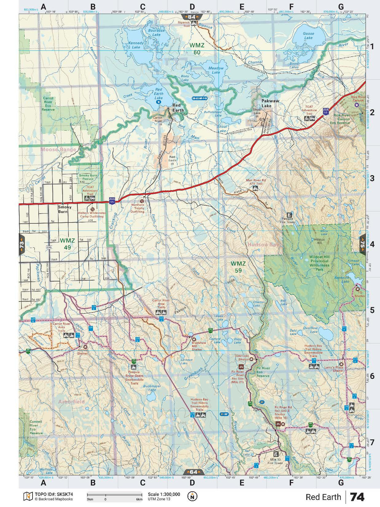 SKSK74 Wall Map - Red Earth - Backroad Maps