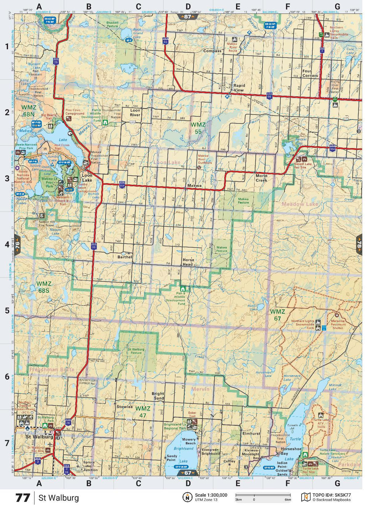SKSK77 Wall Map - St Walburg - Backroad Maps