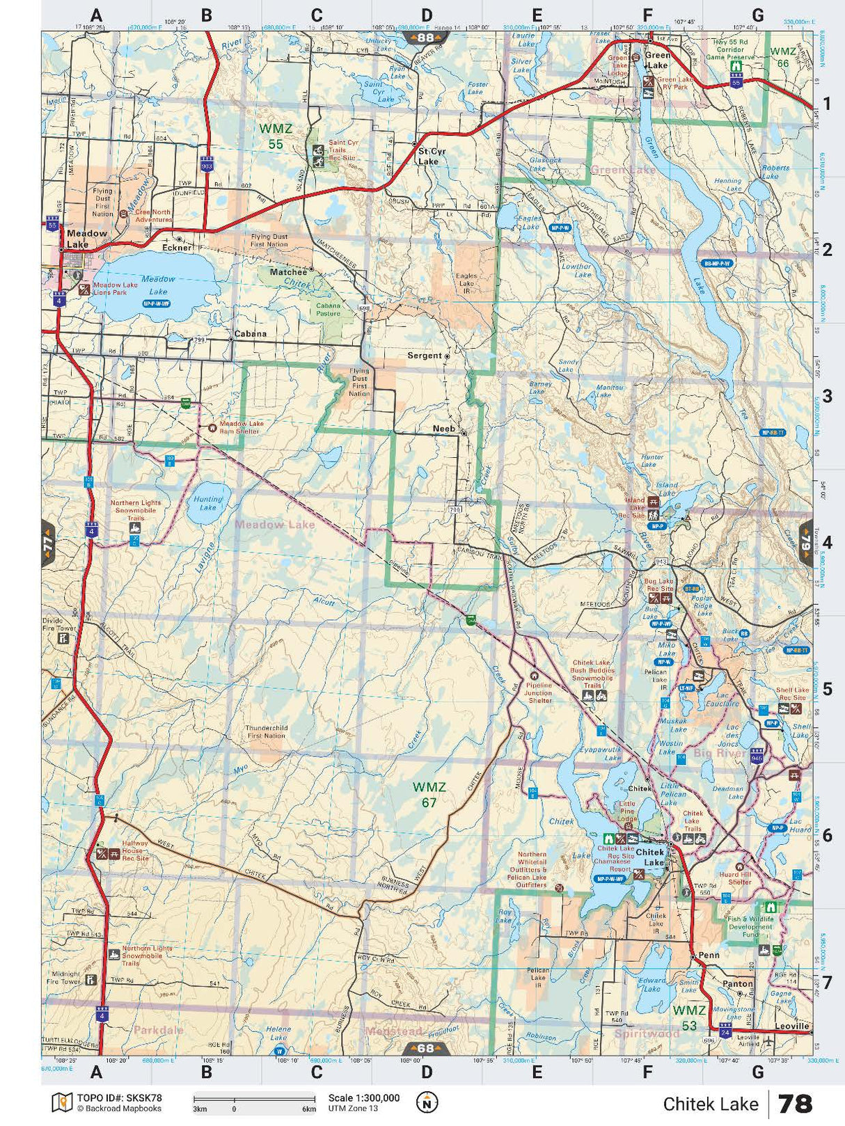 SKSK78 Wall Map - Chitek Lake - Backroad Maps