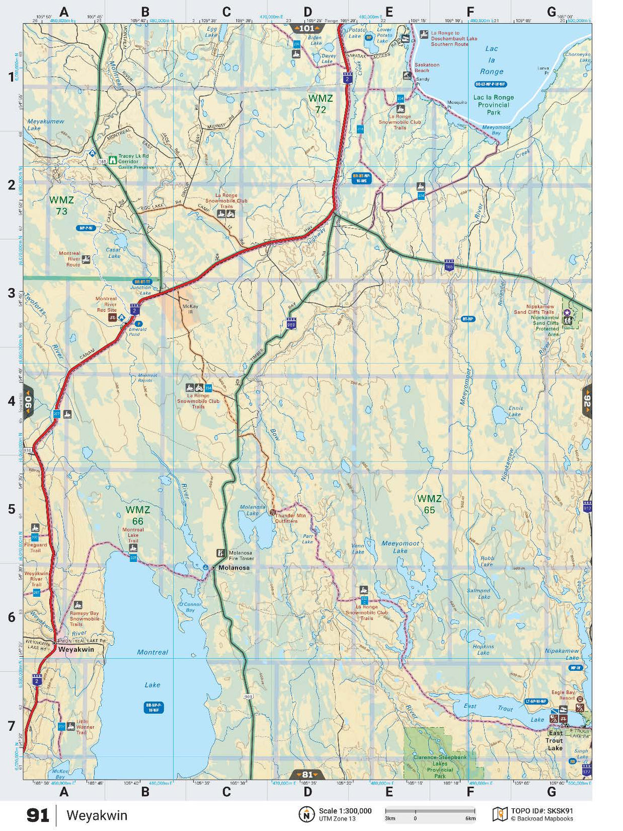 SKSK91 Wall Map - Weyakwin - Backroad Maps