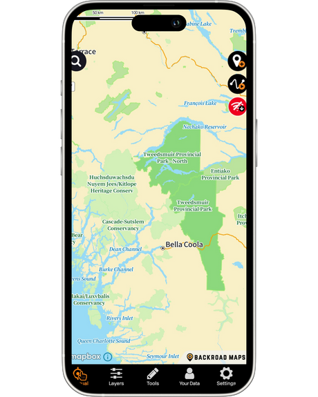 BRMB Maps app showing the Private Land layer in BC