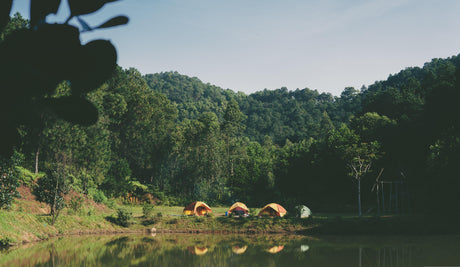 Free Crown land campsite beside a boreal lake in northern Ontario
