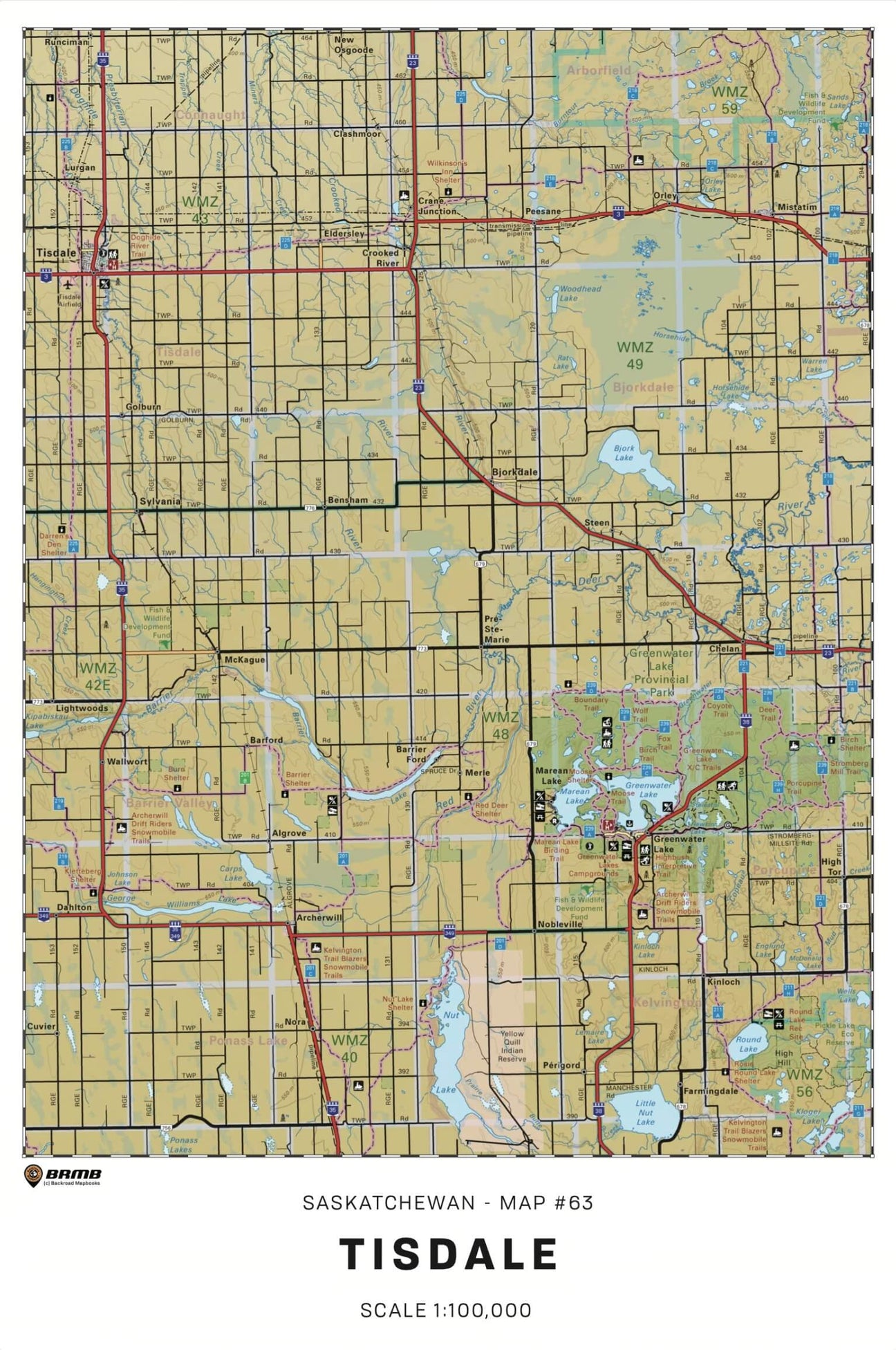 Saskatchewan TOPO Wall Maps - 