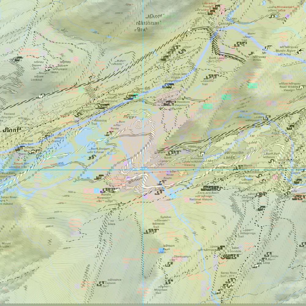 Banff & Area (Banff National Park, Alberta) - Destination Map - Backroad Maps