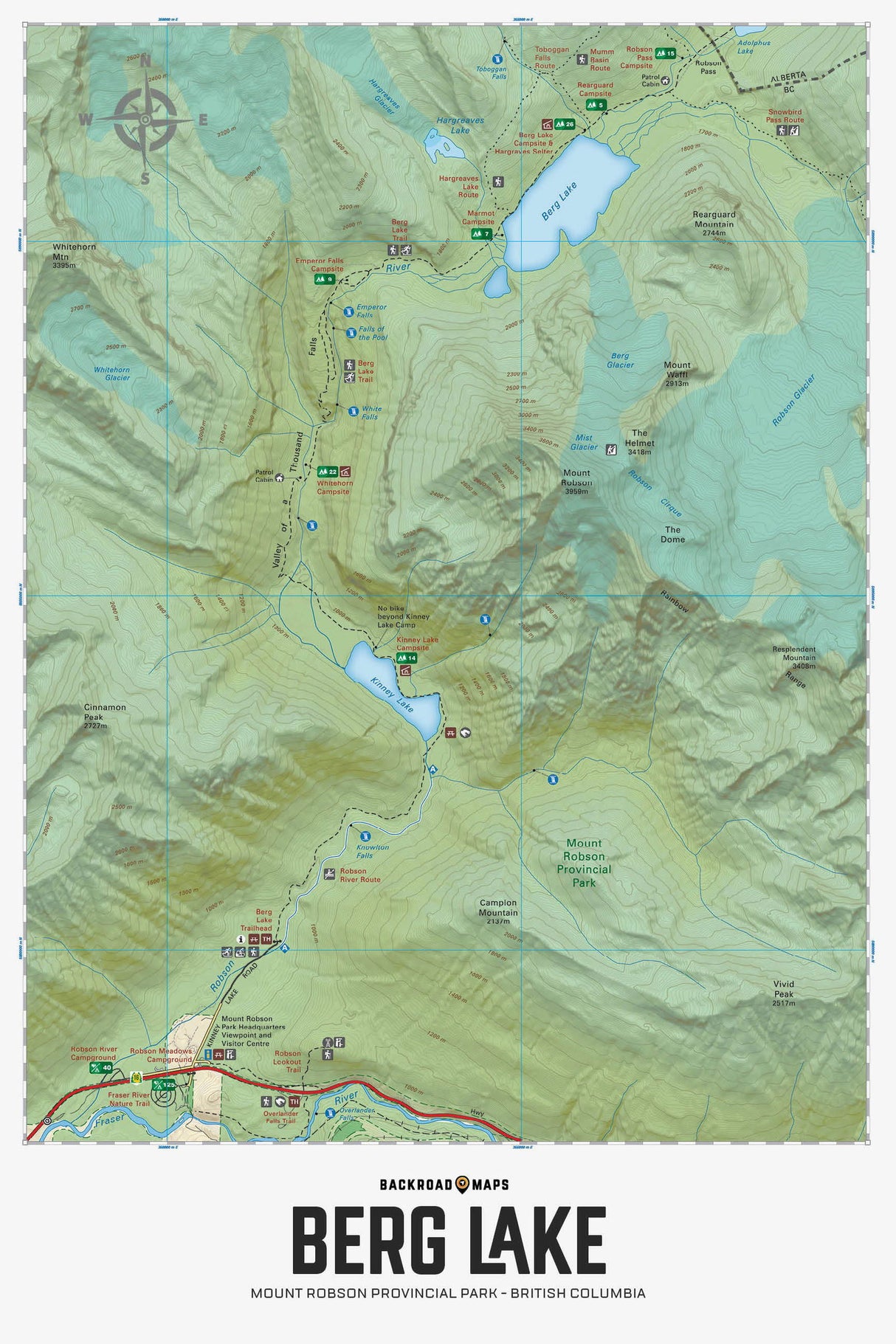 Berg Lake - Mount Robson Provincial Park BC - Wall Map - Backroad Maps