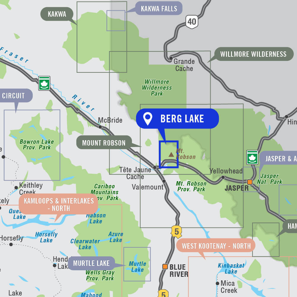 Berg Lake (Mount Robson Provincial Park, BC) - Destination Map - Backroad Maps