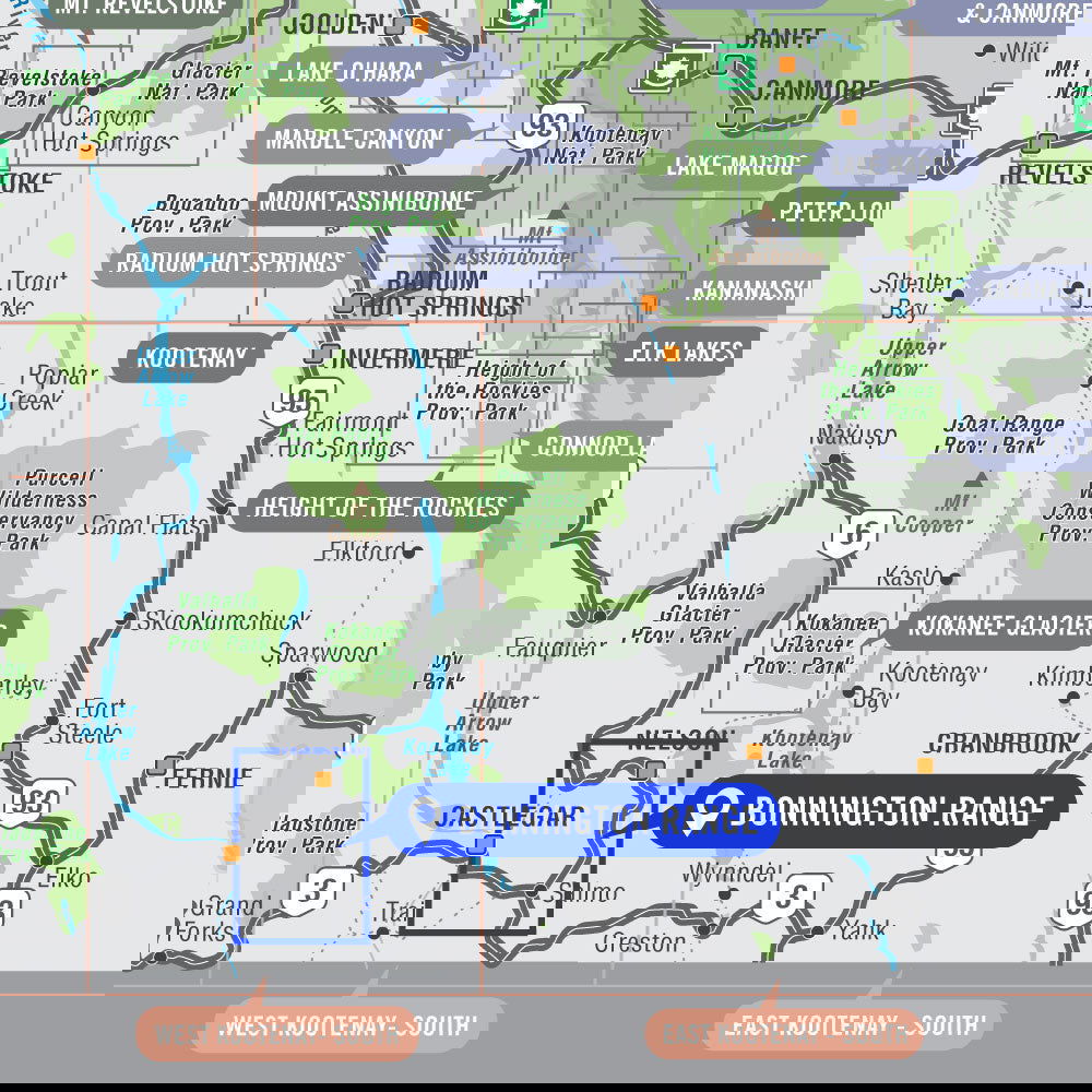 Bonnington Range BC - Destination Map - Backroad Maps