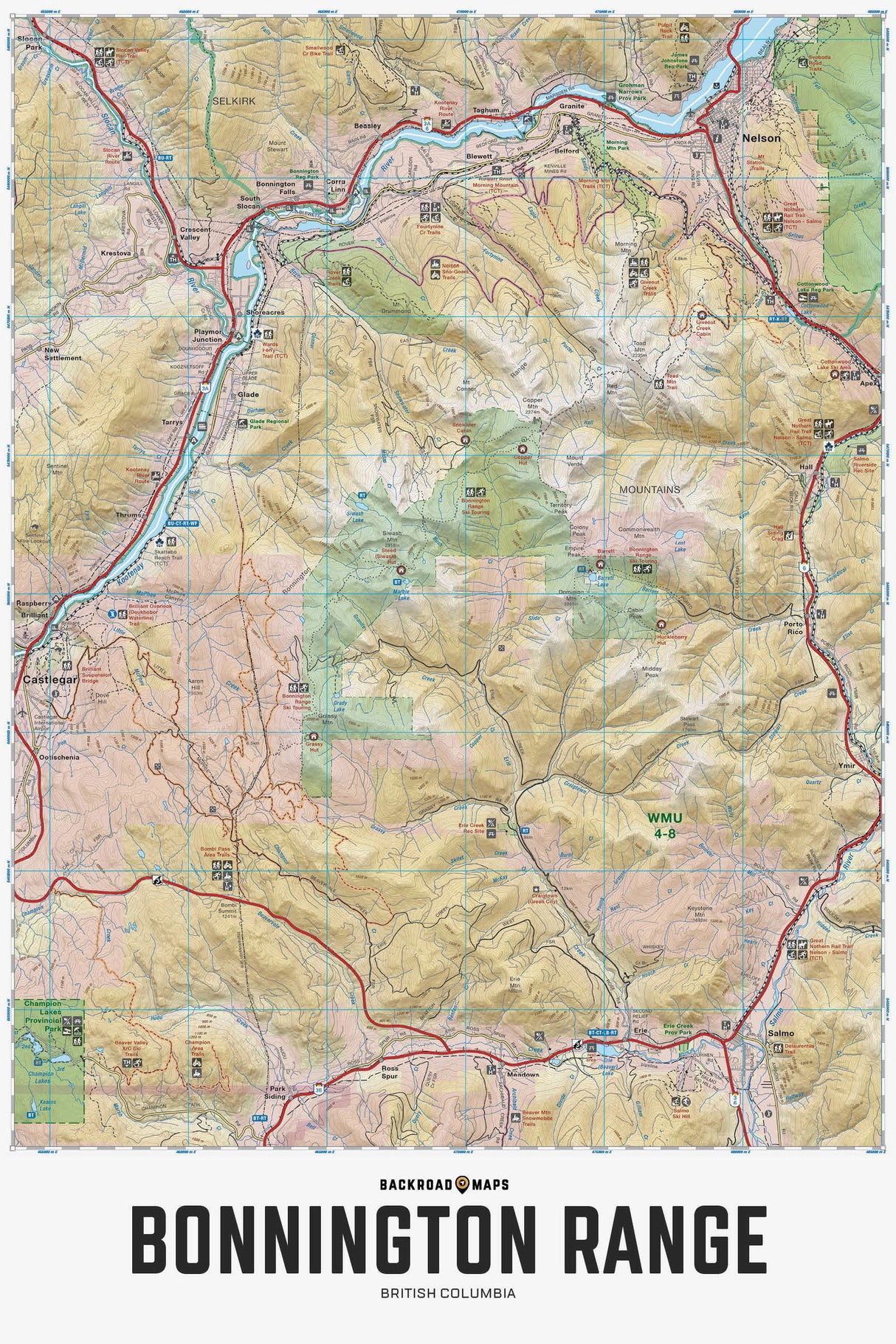 Bonnington Range BC - Wall Map - Backroad Maps