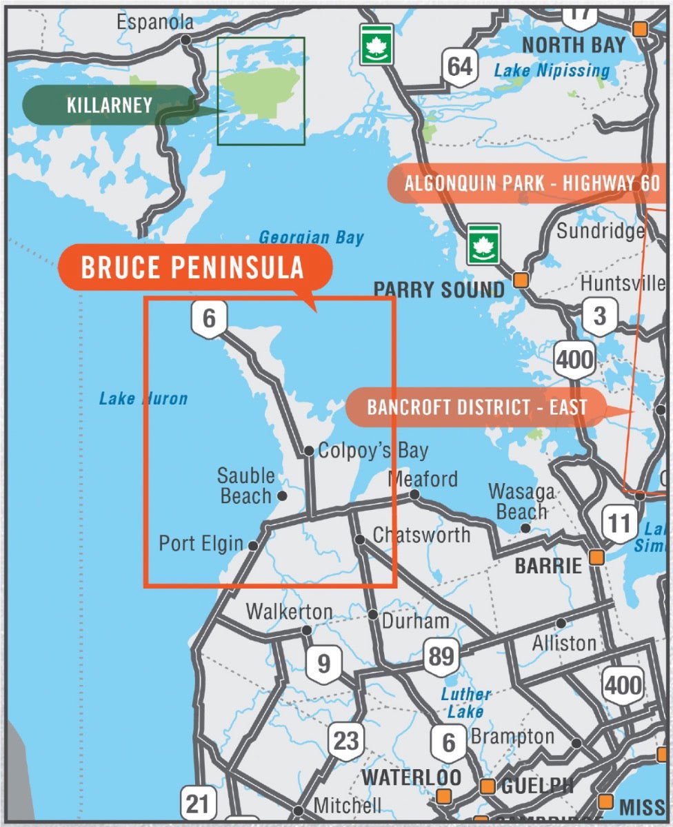 Bruce Peninsula Ontario - Destination Map - Backroad Maps