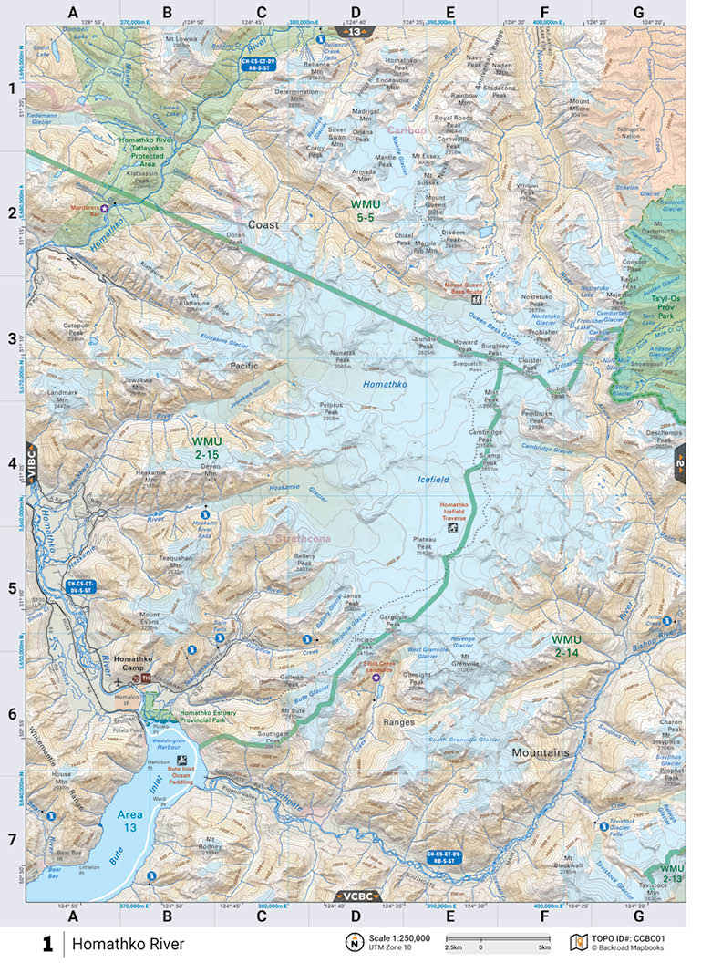 CCBC01 TOPO Map - Homathko River - Backroad Maps