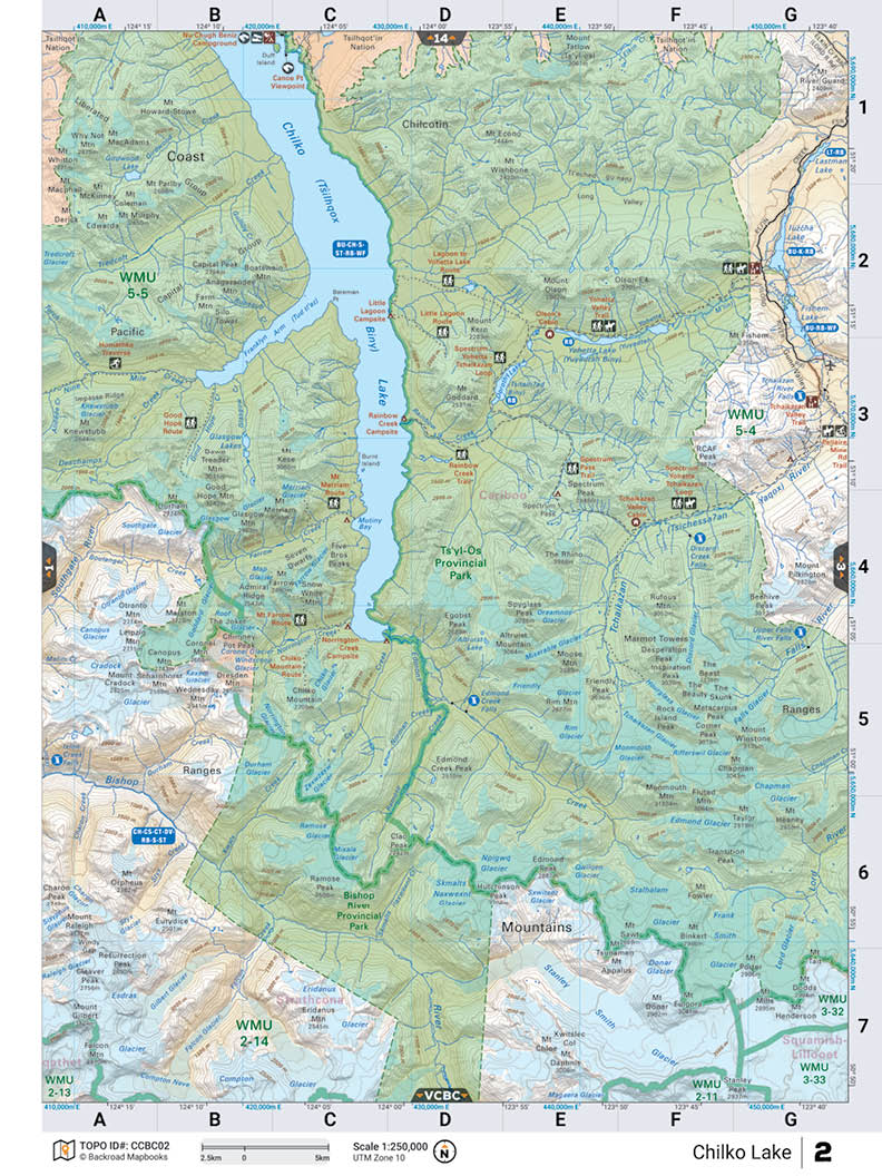 CCBC02 TOPO Map - Chilko Lake - Backroad Maps