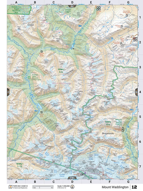 CCBC12 TOPO Map - Mount Waddington - Backroad Maps