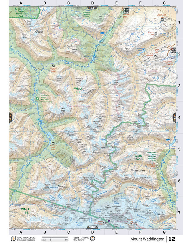 CCBC12 TOPO Map - Mount Waddington - Backroad Maps