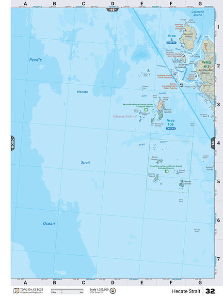 CCBC32 TOPO Map - Hecate Strait - Backroad Maps