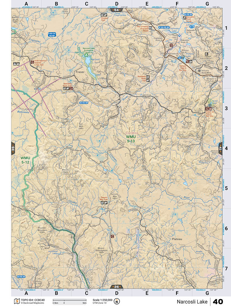 CCBC40 Wall Map - Narcosli Lake - Backroad Maps