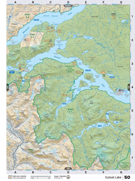 CCBC50 Wall Map - Eutsuk Lake - Backroad Maps
