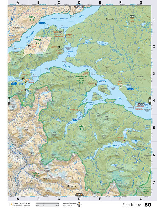 CCBC50 Wall Map - Eutsuk Lake - Backroad Maps
