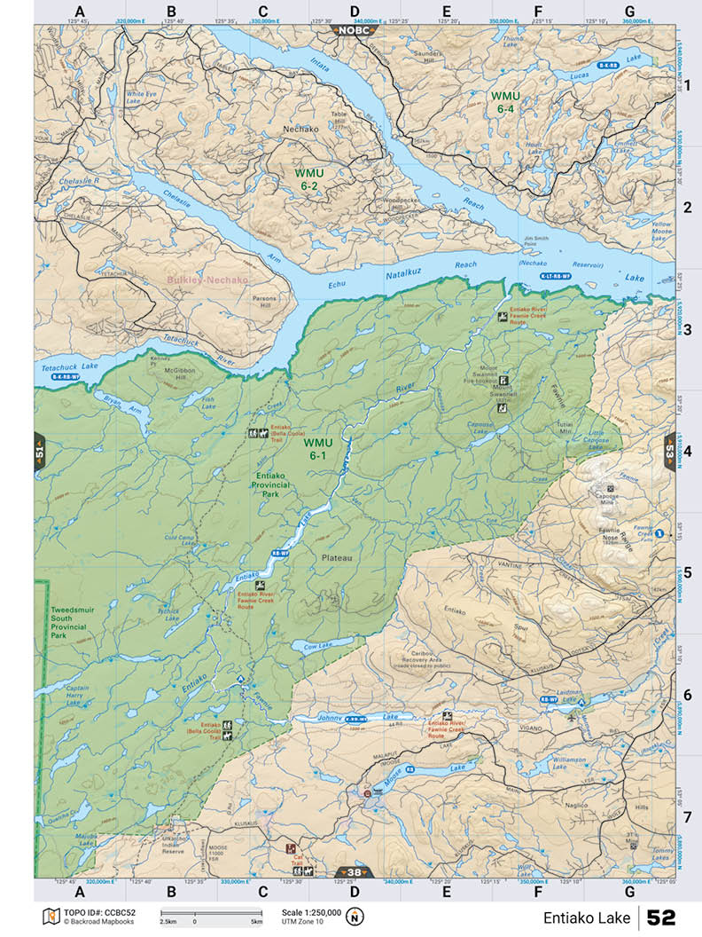 CCBC52 Wall Map - Entiako Lake - Backroad Maps